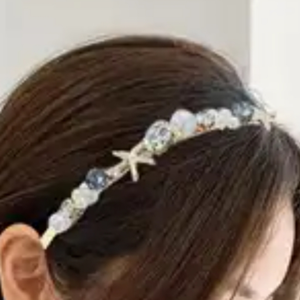 🌺Starfish Rhinestone Pearl Headband Beach Wear Hair Accessories - Picture 5 of 6